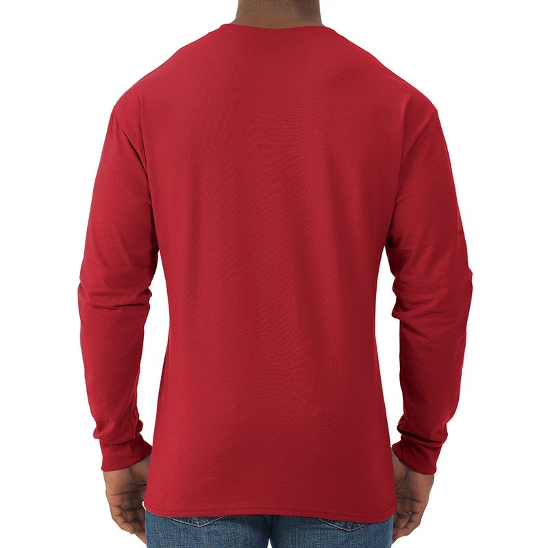Jerzees Men's Dri-Power Cotton Blend Long Sleeve Tees, Moisture Wicking, Odor Protection, UPF 30+, Sizes S-3X, True Red, Small - Image 3